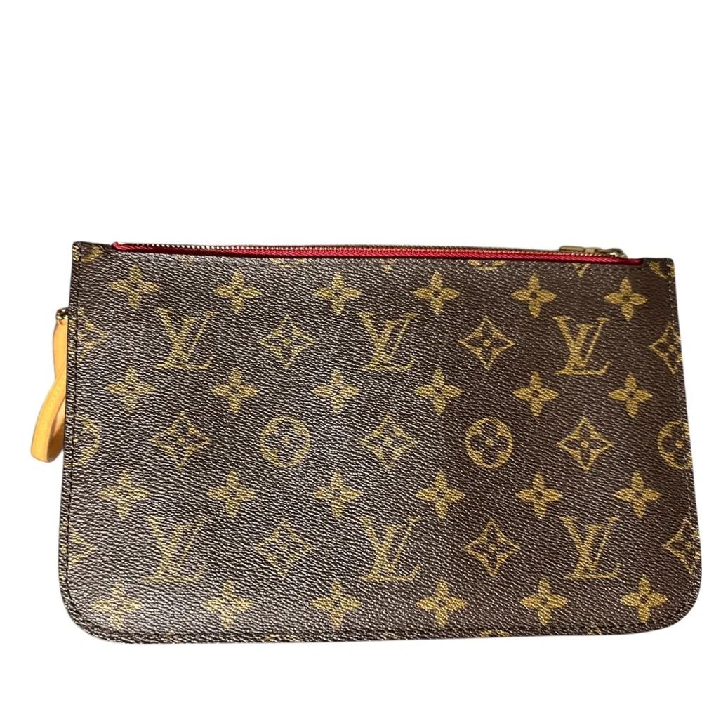 Designer Monogram Wristlet Clutch in Brown